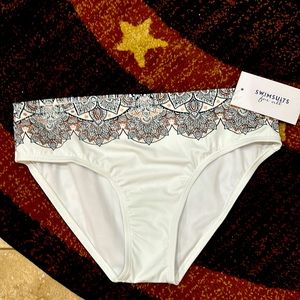 Swimsuits For All women’s white with black & pink trim bottoms size 12 NWT